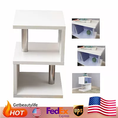 LED High Gloss Coffee Table S-Shaped 3-Tier Sofa Side End Table Organizer New • $56.05