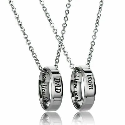 2pcs Mom And Dad Ring Necklace Set Couples Mother Father Love Daughter Son Gifts • $29.98