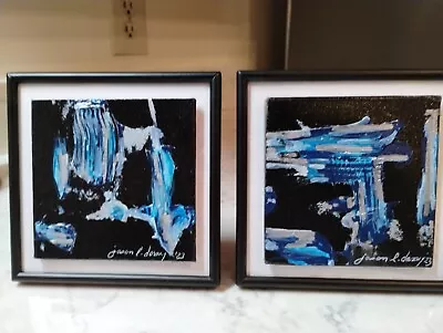 2 Framed Original Mid Century Modern Like Abstract Modernist Acrylic Painting NR • $55