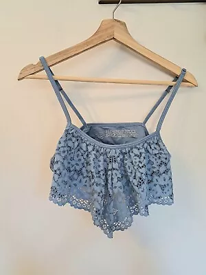 Victoria's Secret Bras Womens Flutter Bandeau Bralette Top Blue Lace Large • $11