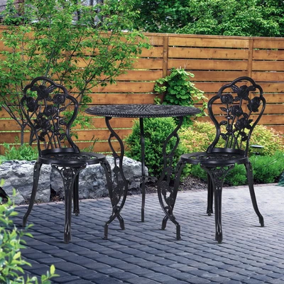 $172.89 • Buy Gardeon 3 Piece Outdoor Setting Chairs Table Bistro Set Cast Aluminum Patio Rose