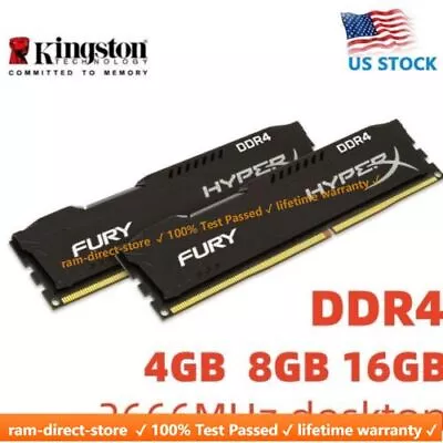 HyperX FURY DDR4 8GB 16GB 32GB 2666MHz PC4-21300 Desktop RAM Memory DIMM 288 • £16.74