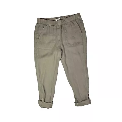 J. Jill Pure Jill Size XS Grey-Green Pull-On Pants Roll Cuffs Garment-Dyed Linen • $17.99