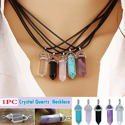 1PC Crystal Quartz Point Hexagonal Healing Pendant Chakra Necklace Gemstone 2023 • $6.99