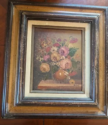 Vintage Original Floral Oil Painting Still Life  Double Framed Signed By Milach? • $20