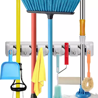 Mop Broom Holder Wall Mounted Commercial Organizer Storage Rack For Garden Tool • $17.98