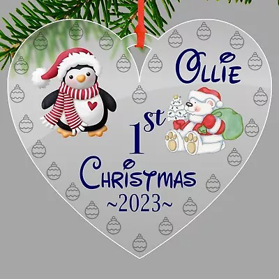 Personalised Baby First Christmas Bauble Xmas Tree Decoration For New Baby 2023 • £3.45