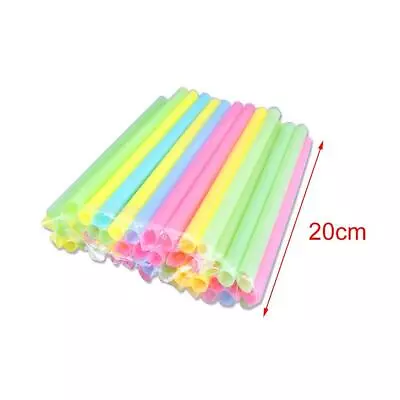 Colorful 100X Disposable Large Drinking Straws Bubble Tea Smoothie Milkshake • £6.99