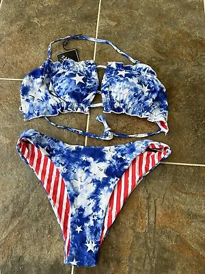 Zaful Bikini Bathing Suit 4th Of July Print Size 6 (reversible) • $18.90