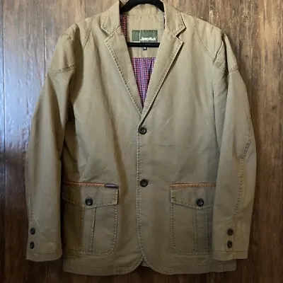 Jeep Rich Casual Blazer Jacket Button Pocket Lined Tan Cotton Men's Large • $20