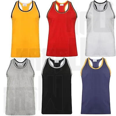 Men’s Sleeveless Muscle Vest Holiday Racer Back Gym Tank Top Summer Workout 5XL • £6.99