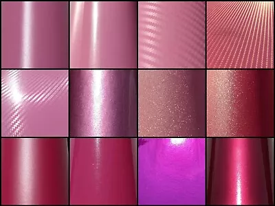 14 Styles Of PINK Self Adhesive Vinyl Wrap - ANY SIZE - BUBBLE/AIR FREE - Car • £0.99