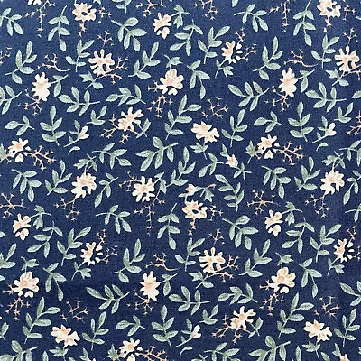 100% Cotton Fabric - Navy Blue Ditsy Daisy Floral Craft Fabric Material Metre • £5.99