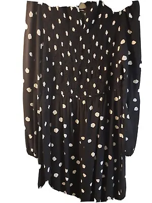 £20 • Buy Marks & Spencer Collection 14 Midi Dress, Polka Dot, Viscose, Long Sleeve VGC