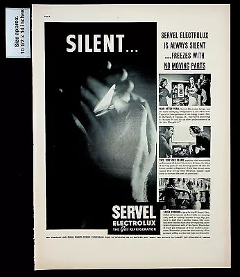 1937 Servel Electrolux Gas Refrigerator Silent Noiseless Vintage Print Ad 31774 • $7.48