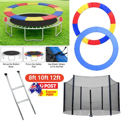 8FT 10FT 12FT Outdoor Trampoline Pad Net Ladder Replacement Round Spare Safety • $31.89