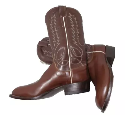 ML Leddys Vintage Womens Brown Thick Leather Midcalf Western Boots US Size 7B • $499.99