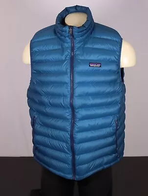 PATAGONIA Large Down Sweater Fill Puffer Outdoors Vest -Deep Sea Blue • $74.99