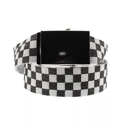 Zac's Alter Ego® Adjustable Checkered Canvas Webbing Belt With Slider Buckle • £8.69