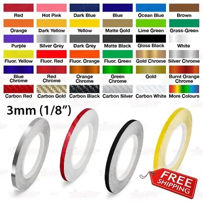 3mm 1/8  Roll PIN STRIPE Car Striping Trim Body Line TAPE Decal Vinyl Stickers • $8.90