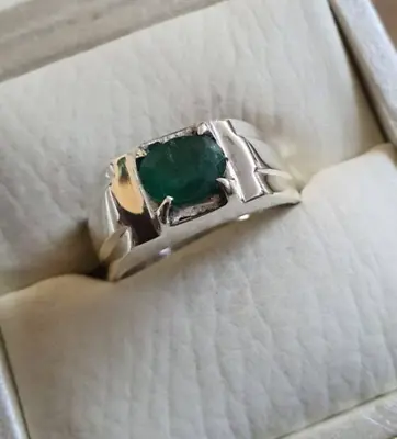 Mens Natural Emerald Ring Zamurd Gemstone • $370