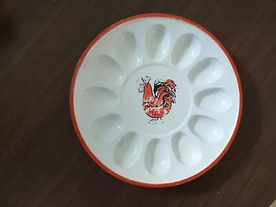 Vintage Plastic Deviled Egg Plate Tray With Red Rooster + Kitschy • $5.95