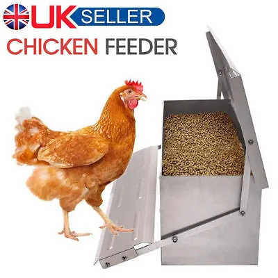 5KG Automatic Treadle Chicken Feeder Poultry Self Opening Ratproof Outdoor Metal • £23.50