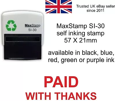 Paid With Thanks Rubber Stamp Si-30 Accounts Business Office Shop Hotel School • £20.16