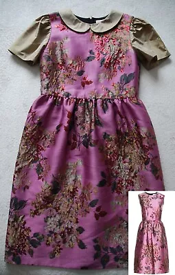 ERDEM Floral Jacquard Purple Midi Occasion Dress Customised/Bespoke? UK 12 • £97