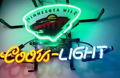 Minnesota Wild Light Beer Ice Hockey 14 X10  Neon Lamp Light Sign Bar Open Glass • $79.78