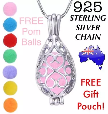 $12.95 • Buy Aromatherapy Oil Diffuser Sterling Silver Tear Drop Necklace + 7 Diffuser Balls