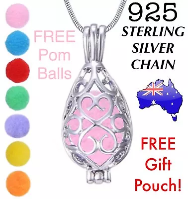 Aromatherapy Oil Diffuser Sterling Silver Tear Drop Necklace + 7 Diffuser Balls • $12.95