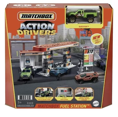 Matchbox Action Drivers Fuel Station Playset With 1 Vehicle Finger-Play Gas Pump • $28.99