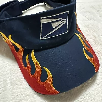 USPS Visor Hat Post Office Blue Flames Embroidered Cap MailMan Unisex • $55.25