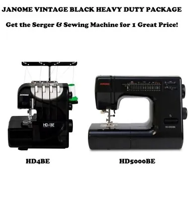 Janome Heavy Duty Sewing And Serger Package With HD4BE  HD5000BE BLACK • $998