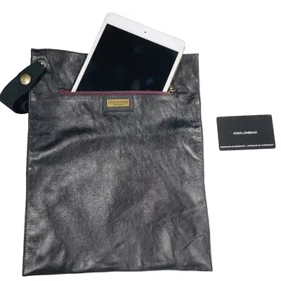 DOLCE GABBANA Vintage Black Leather Messenger Bag Great For Ipad Tablet; Etc • $125