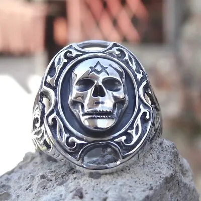 New Masonic Skull Ring Sterling Silver 925 Handmade Freemasonry Masonry All Sz • $69