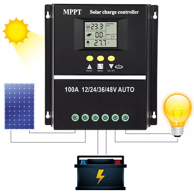 Solar Charge Controller 12v Pv Regulator Panel 48v 24v Mppt Car • £51.55