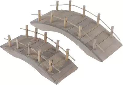 Dollhouse Wooden Arc Bridge With Railings Miniatures Fairy Garden Craft Arch Pla • $30.99