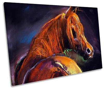 Horse Modern Repro Print SINGLE CANVAS WALL ART Picture Brown • £41.99