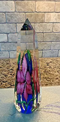 VANDERMARK MERRITT & SMARR LE 37/250 ART GLASS OBELISK FACETED 7.75  Paperweight • $265.50