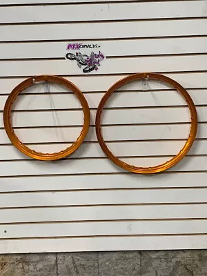 Orange 85cc Rim Set 14x1.60 &17x 1.40  Gasgas MC85 Husky TC85 KTM 85sx RM85 YZ85 • $290.07