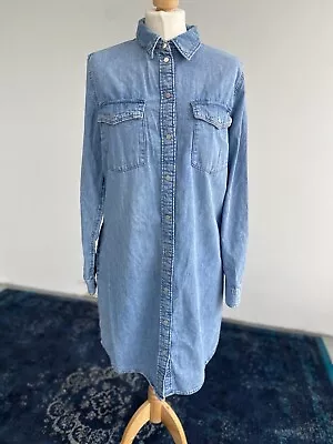 H&M Denim Shirt Dress Size Small Loose Fit 8-10 • £8