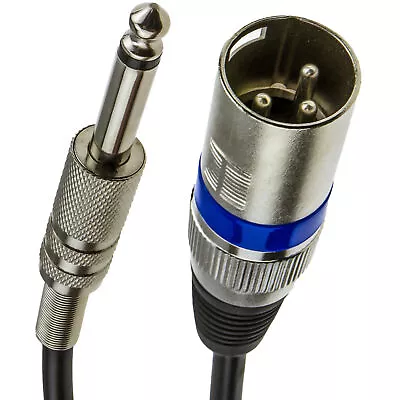 XLR Mixer 3 Pin Plug To 6.35mm Male Mono Guitar Jack Plug Cable 1m/2m/3m/5m/6m • £4.32