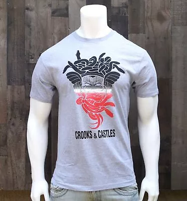 New Crooks Castles Streetwear Medusa C2110714 Gray Mens S/S T Shirt RCRCA-14 • $13.95