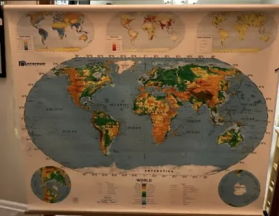 VTG Nystrom World United States School Pull Down Map 65” X 60” #21 • $152.99