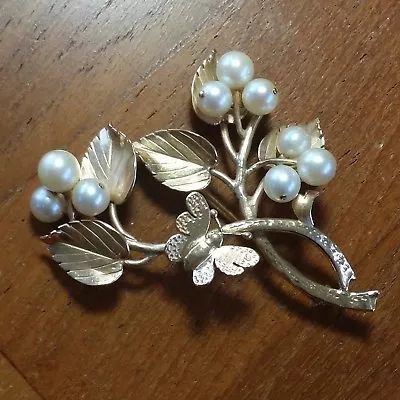 MING'S HONOLULU AKOYA PEARL 14K GOLD PIN BROOCH 13.0g • $450