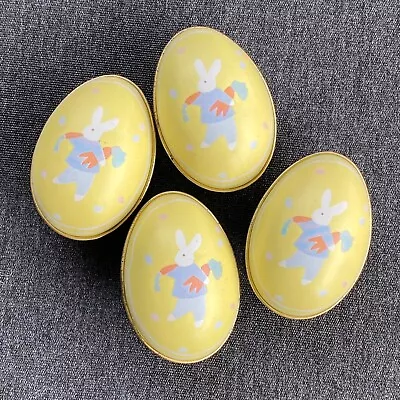 4 Vintage Hallmark Metal Easter Egg Containers Yellow Bunny Rabbits NOS • $19.99