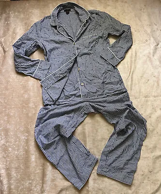 J Crew Menswear Pajama Set Size S Blue White Pin Stripe Cotton Set Matching • $35