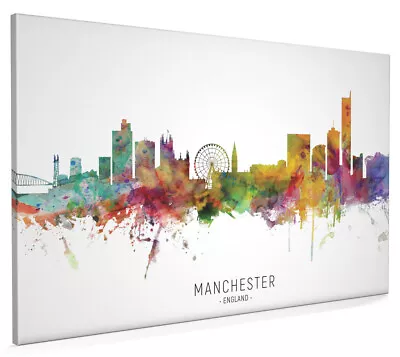 Manchester Skyline Poster Canvas Or Framed Print Watercolour Painting 6546 • £23.99